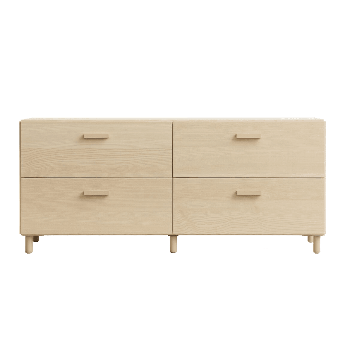 Commode, basse, largeur 123 cm x profondeur 41 cm x hauteur 46,6 cm Frêne