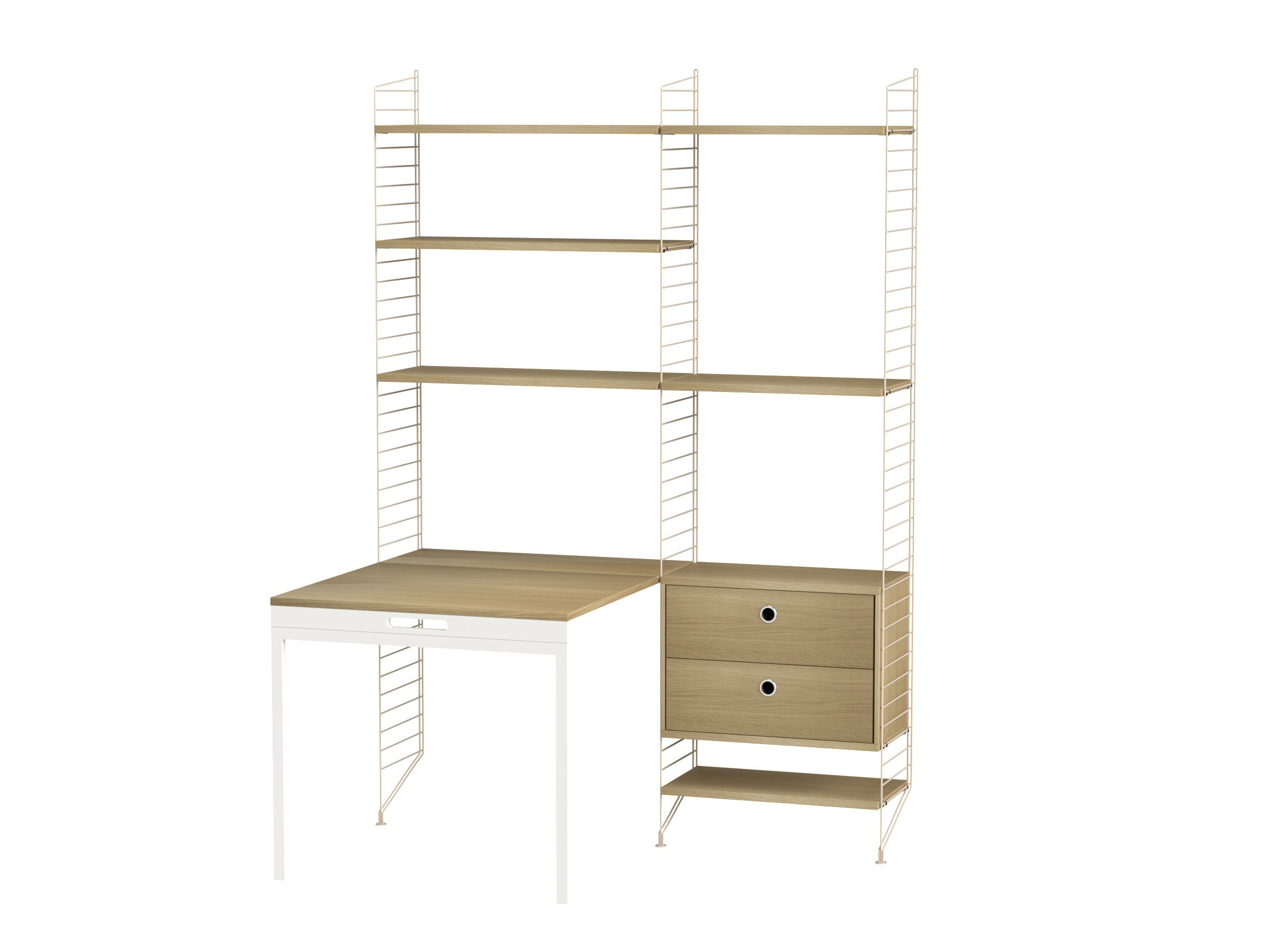 Arbeitsplatz E Beige/Eiche