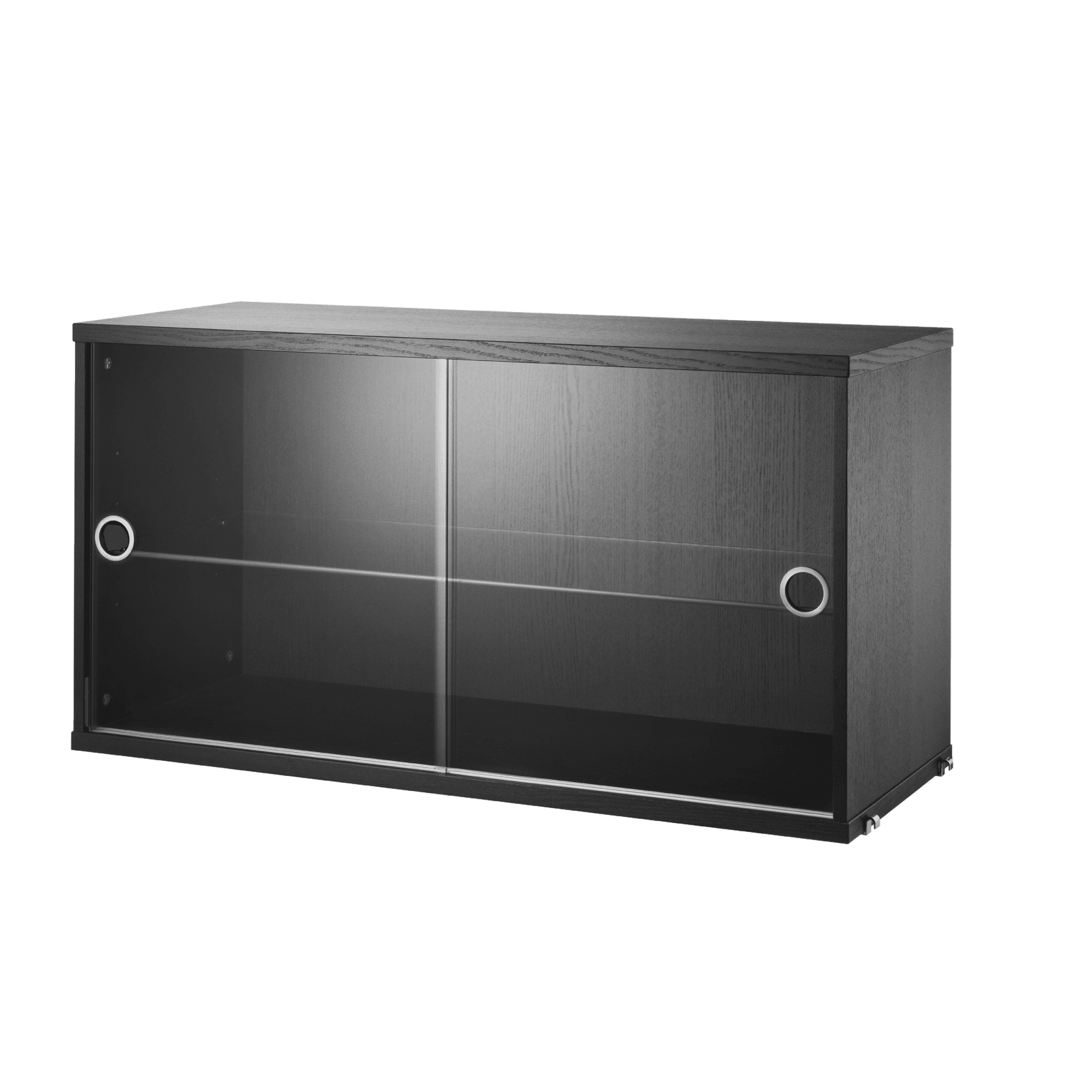 Display cabinet with sliding glass doors w78 x d30 x h42 cm Black stained ash