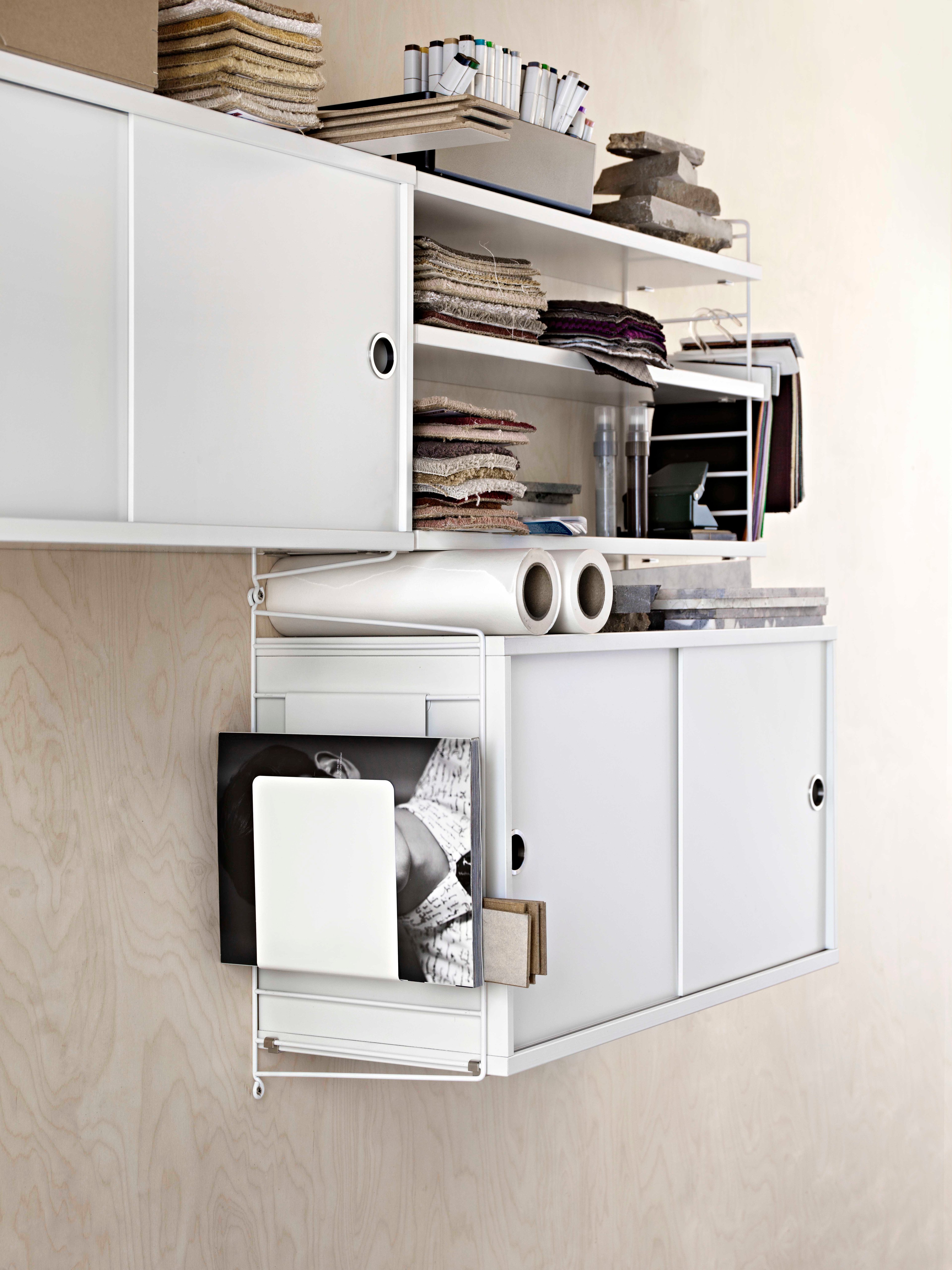 Magazine shelves solid w58 x d30 x h15 cm Grey
