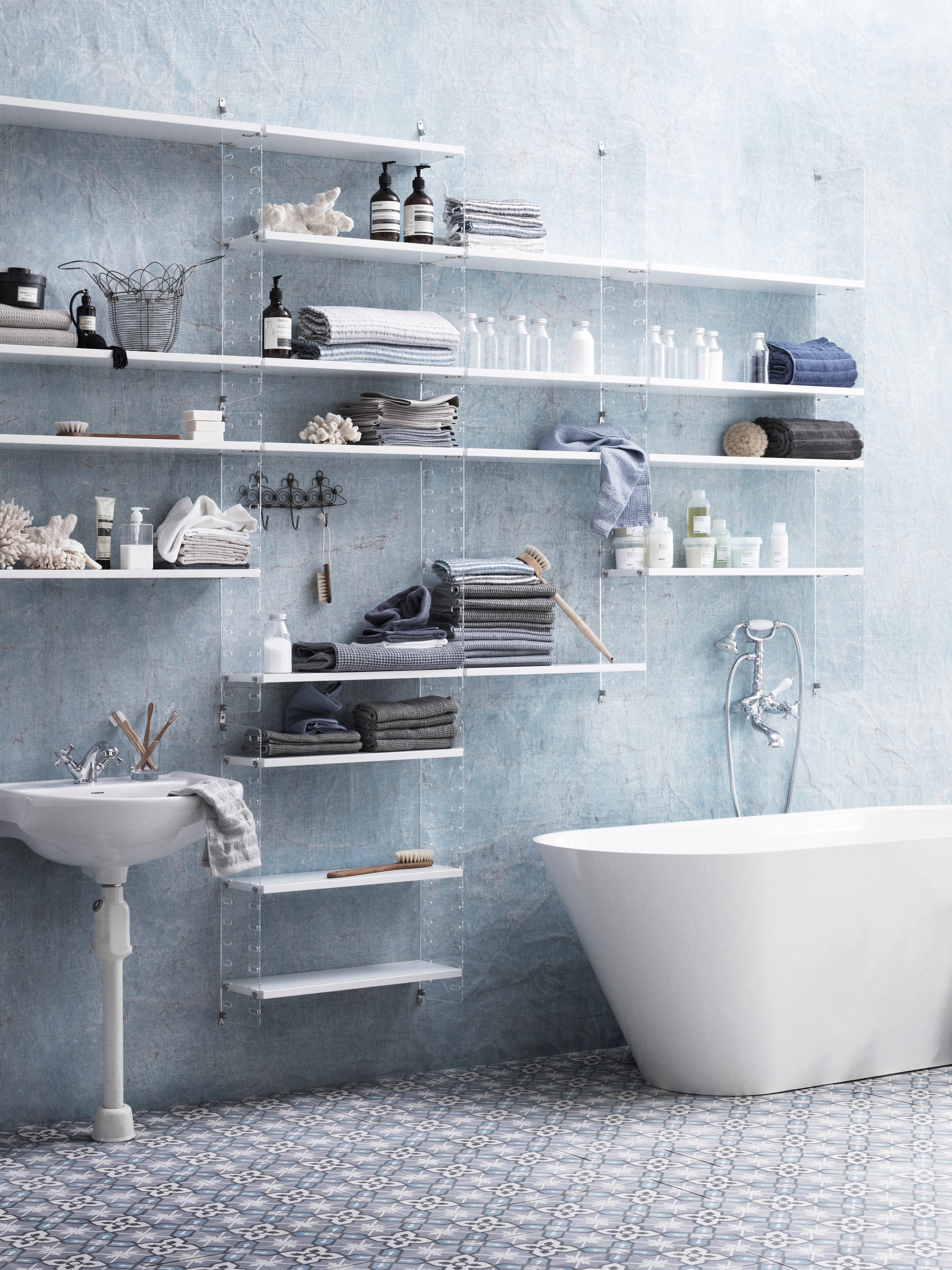 Metal shelves low w58 x d20 cm Black
