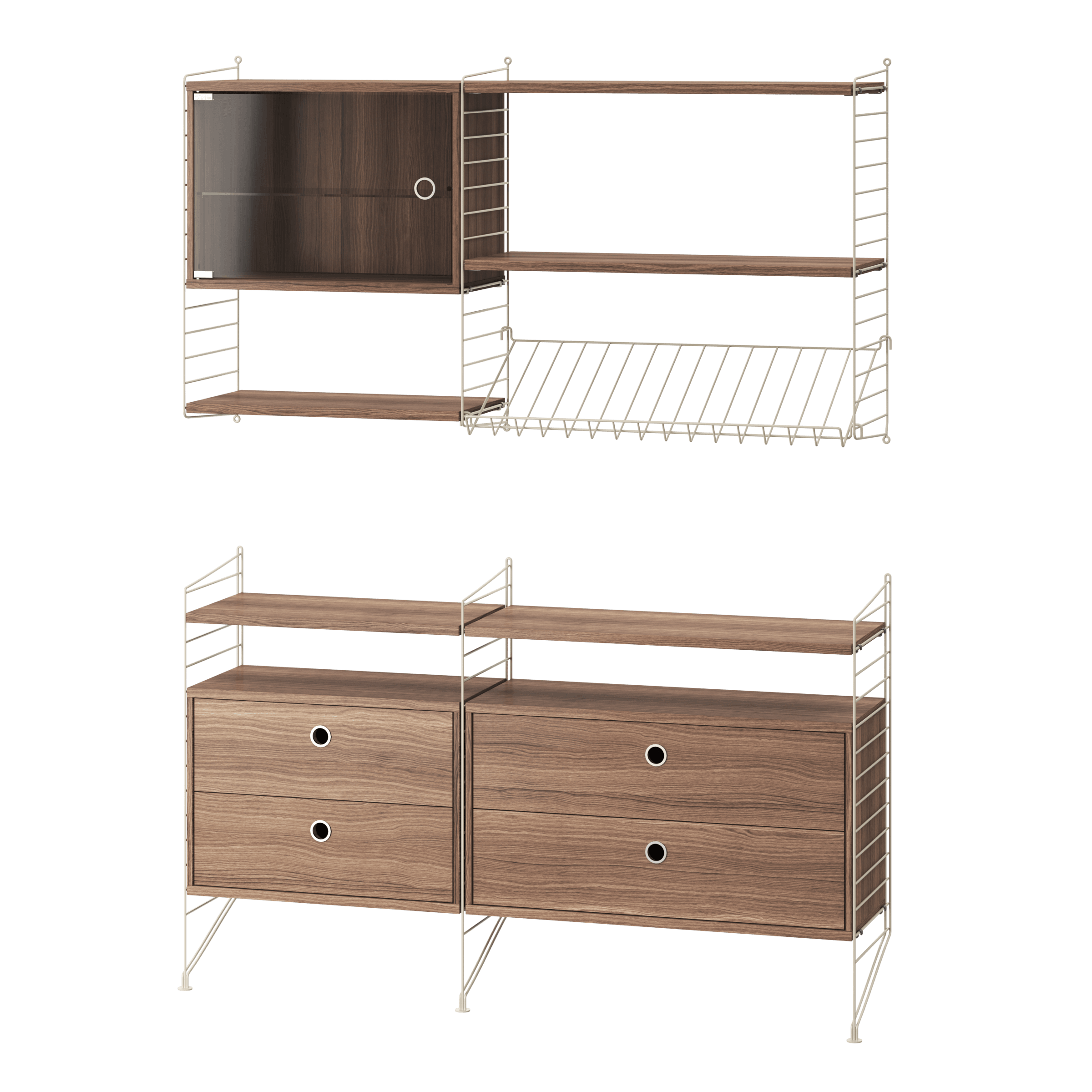 Wohnzimmer T Beige/Walnuß
