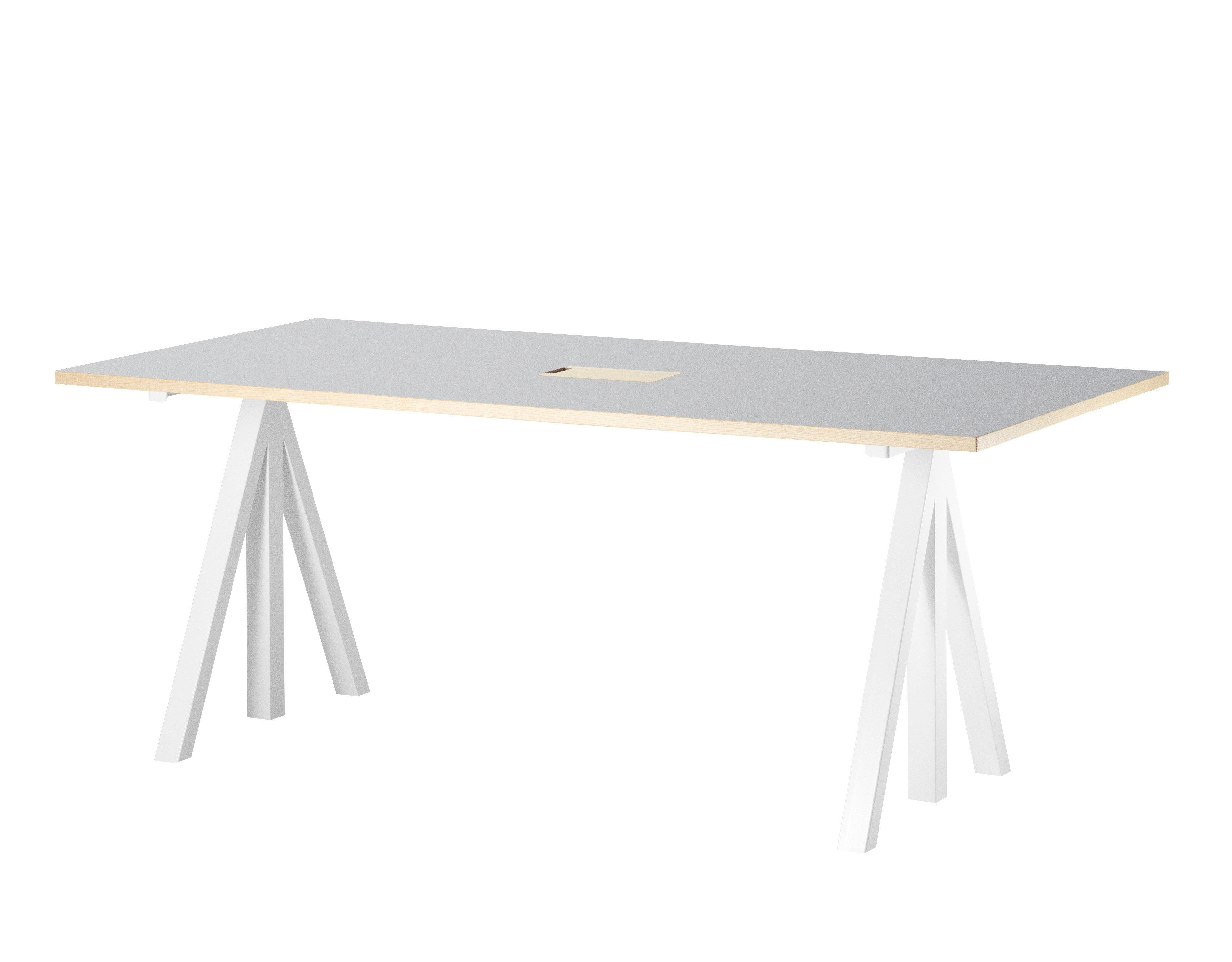 Work desks 180x90 White/Light grey linoleum with edging in ash