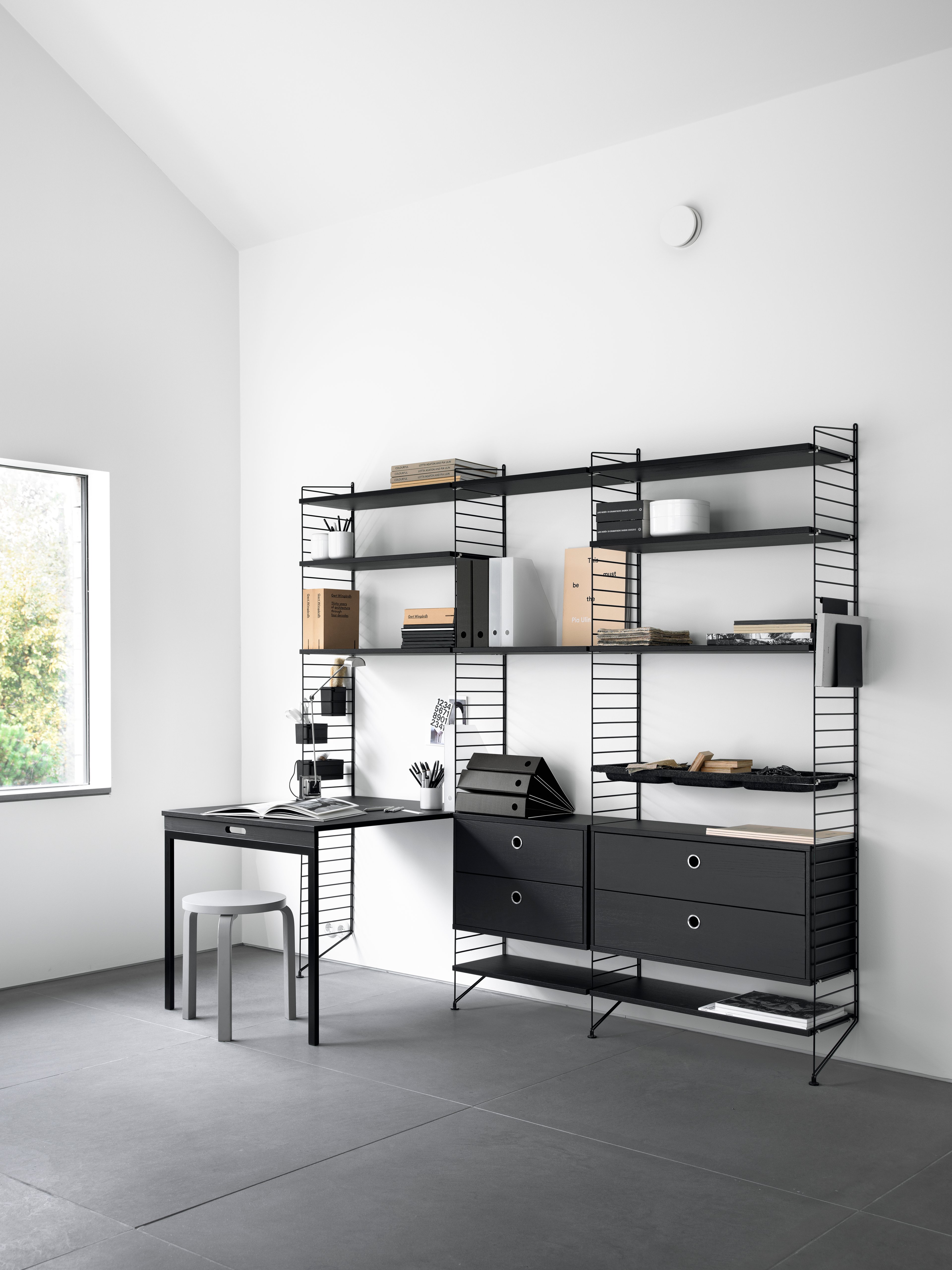 Magazine shelves solid w78 x d30 x h15 cm Black stained ash