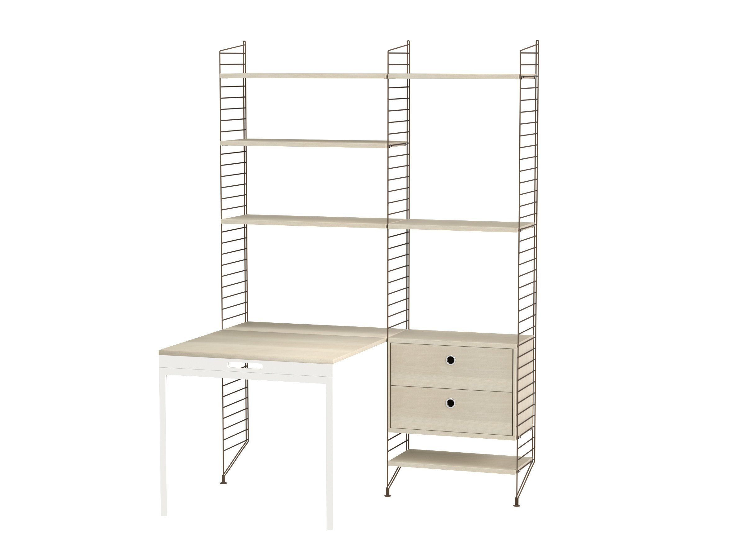 Peu importe que votre espace de travail se trouve dans un bureau dédié ou chez vous : nous avons LA solution adaptée à vos besoins. Cet espace de travail en deux sections vous offre de nombreuses possibilités de rangement. Pour un aspect encore plus ordonné, il vous suffit de rabattre le bureau.