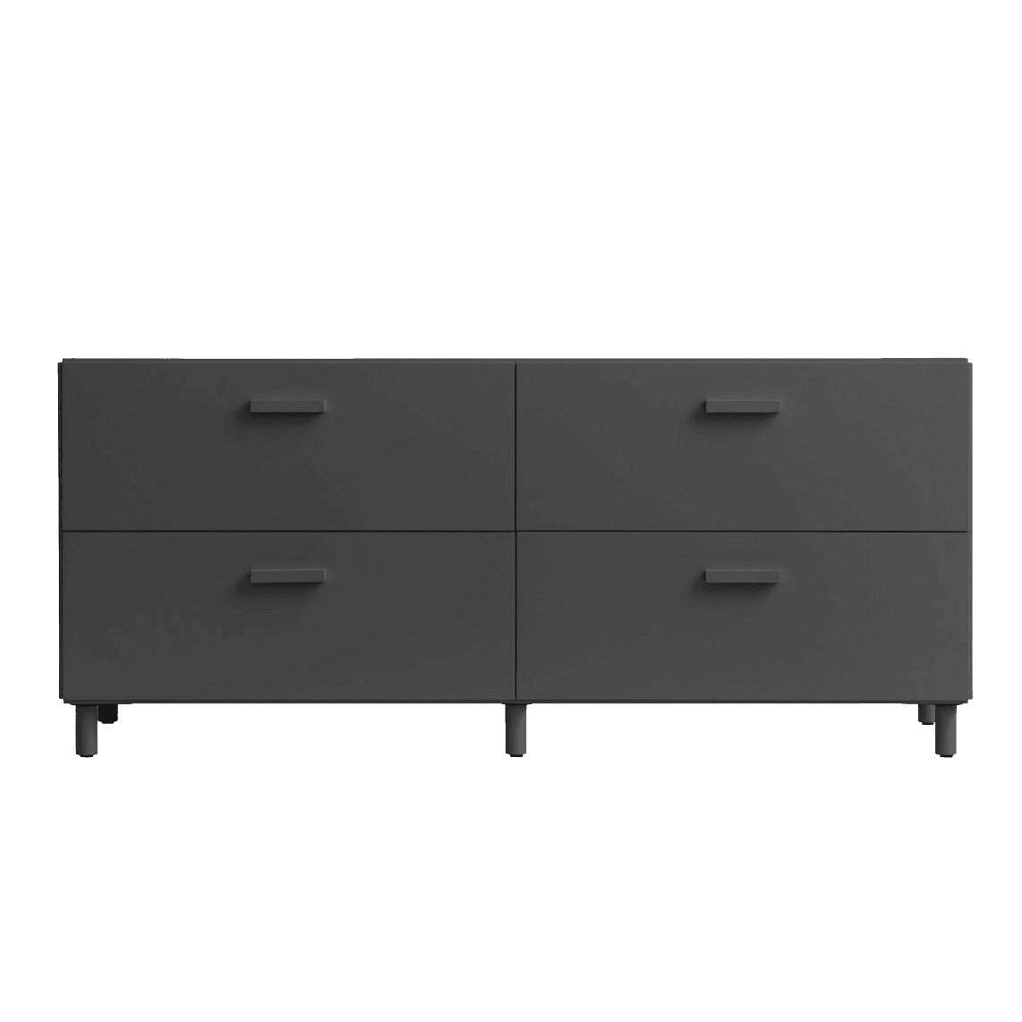 Commode, basse, largeur 123 cm x profondeur 41 cm x hauteur 46,6 cm Gris