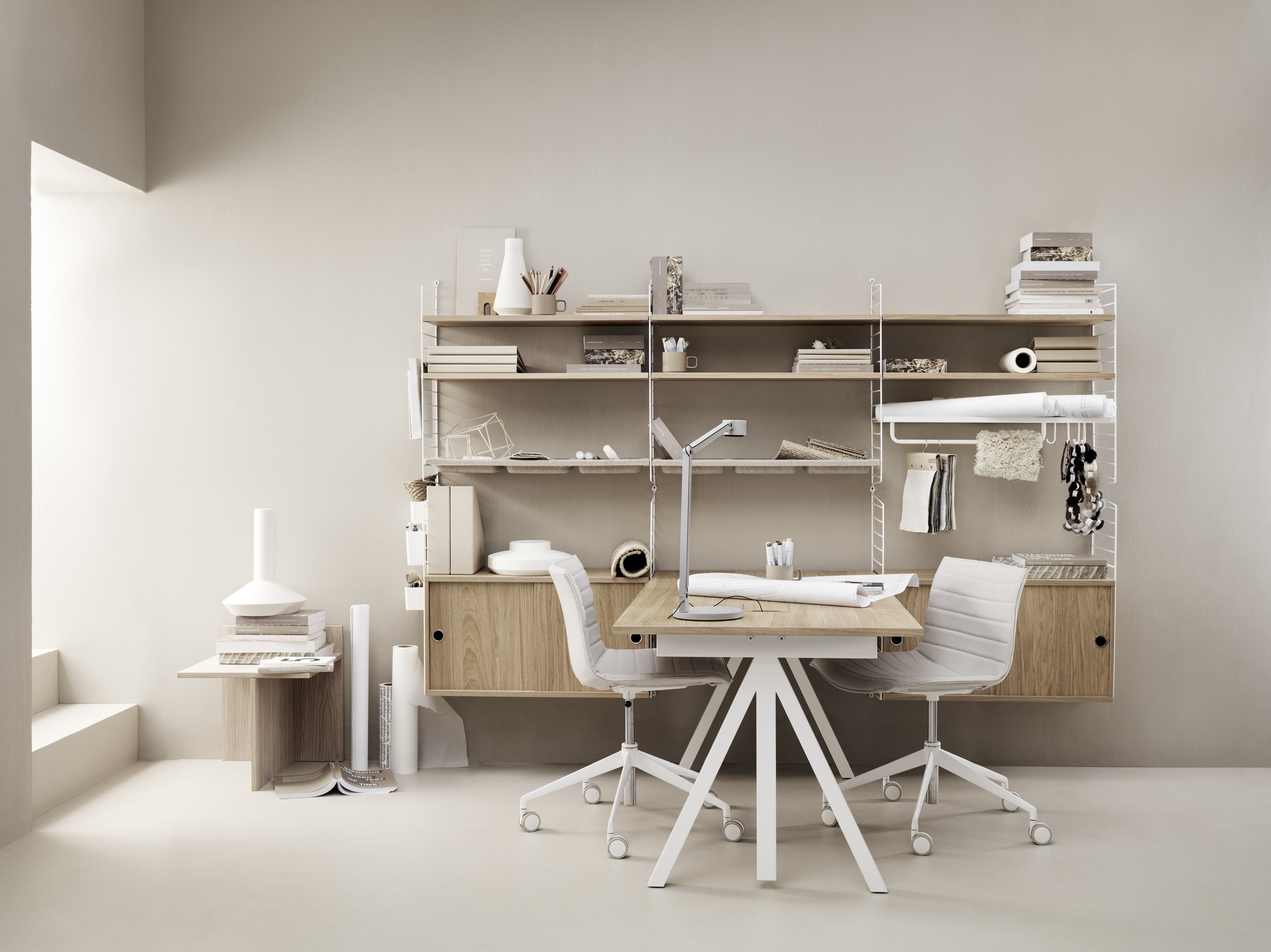 Height-adjustable work desk 140x78 White/Oak