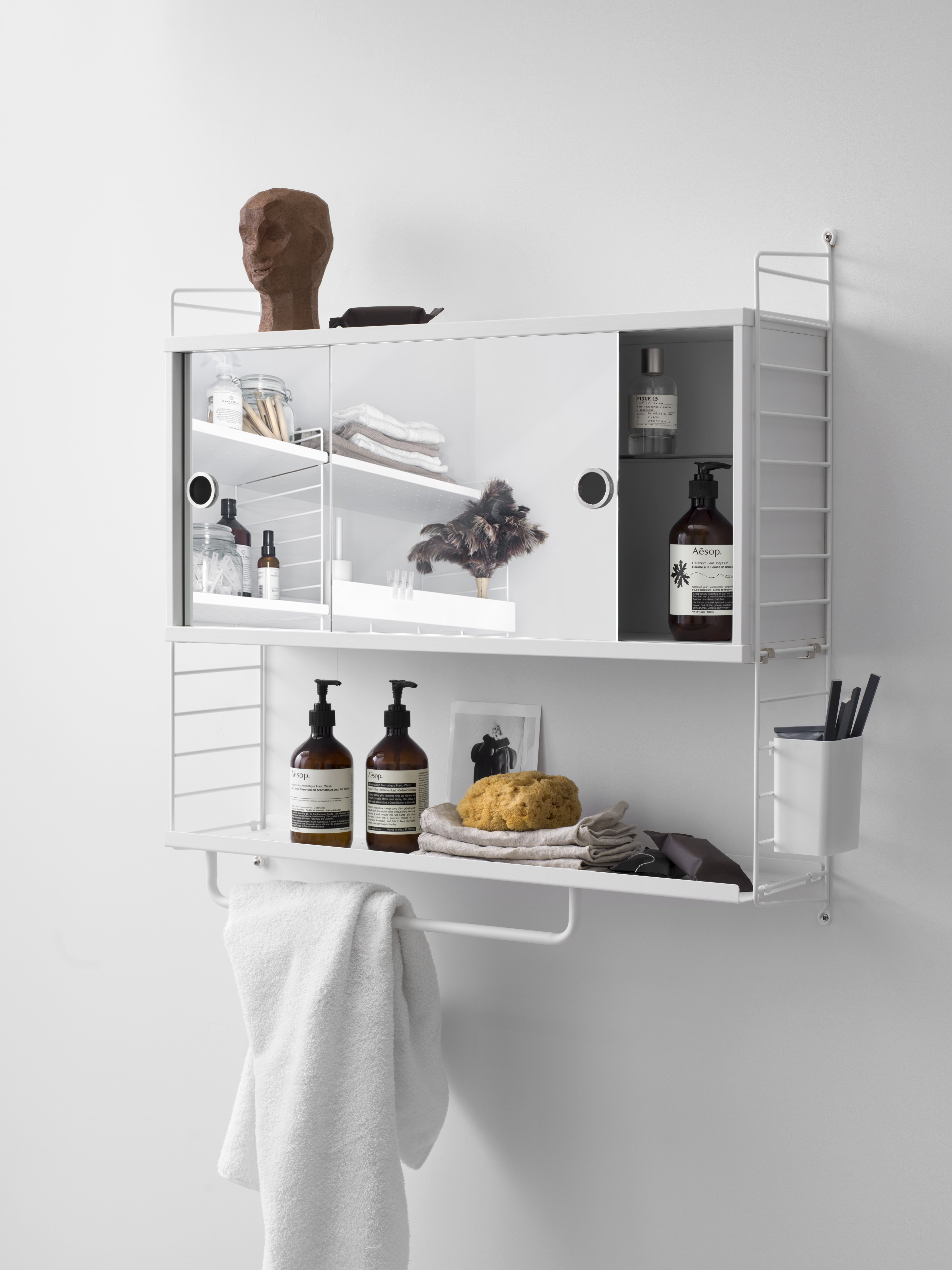 Cabinet with sliding doors w78 x d30 x h42 cm White