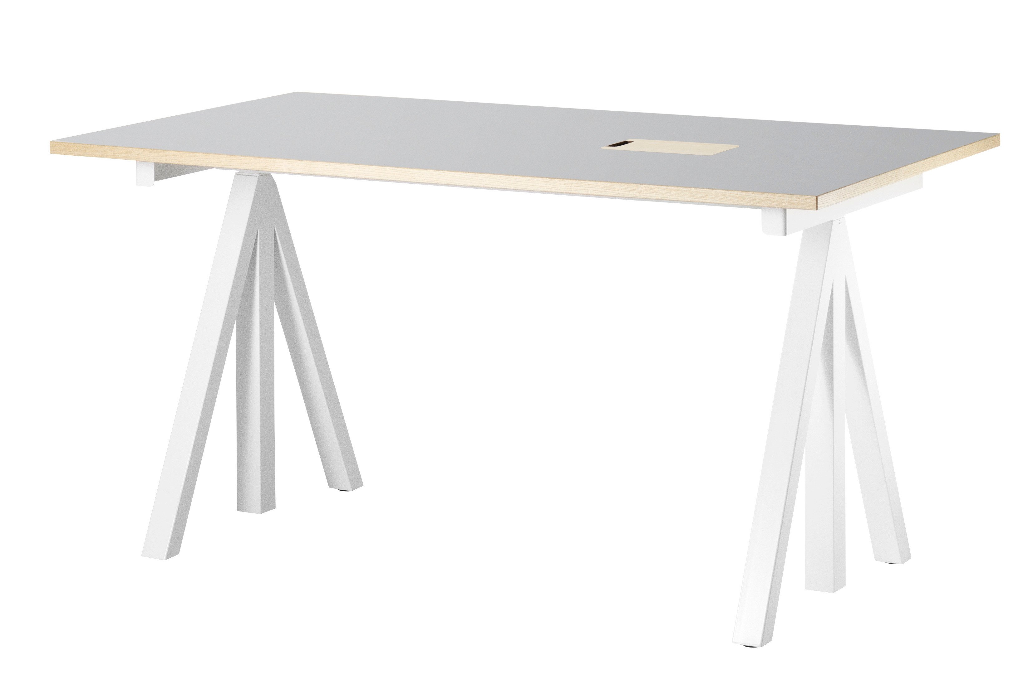 Work desks 140x78 White/Light grey linoleum with edging in ash