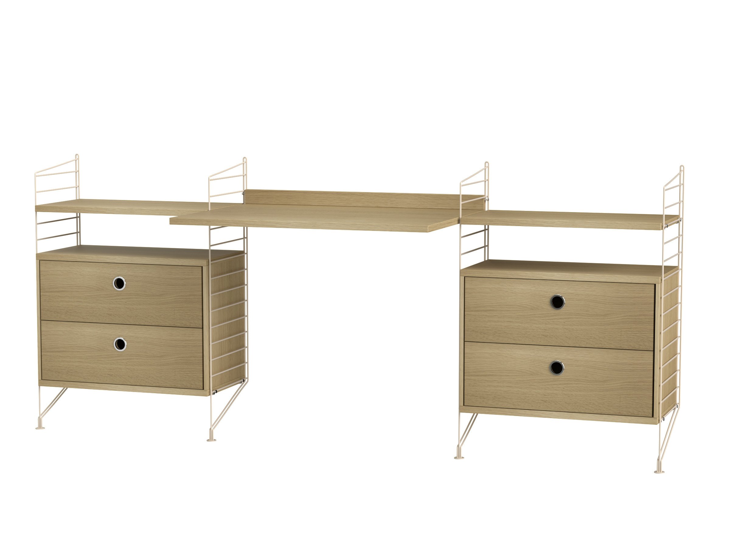 Arbeitsplatz C Beige/Eiche