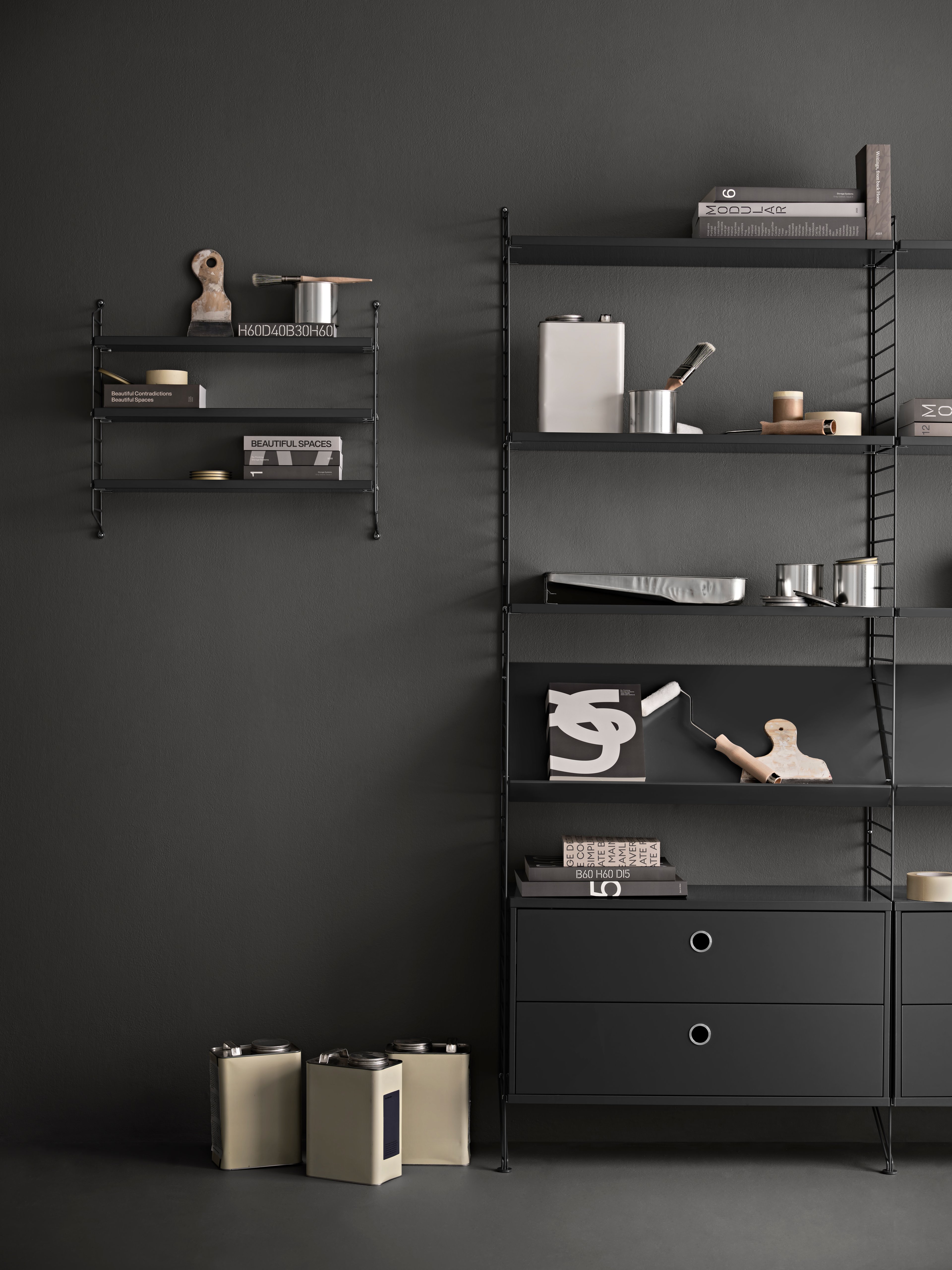 Cabinet with swing door w58 x d30 x h42 cm Black stained ash