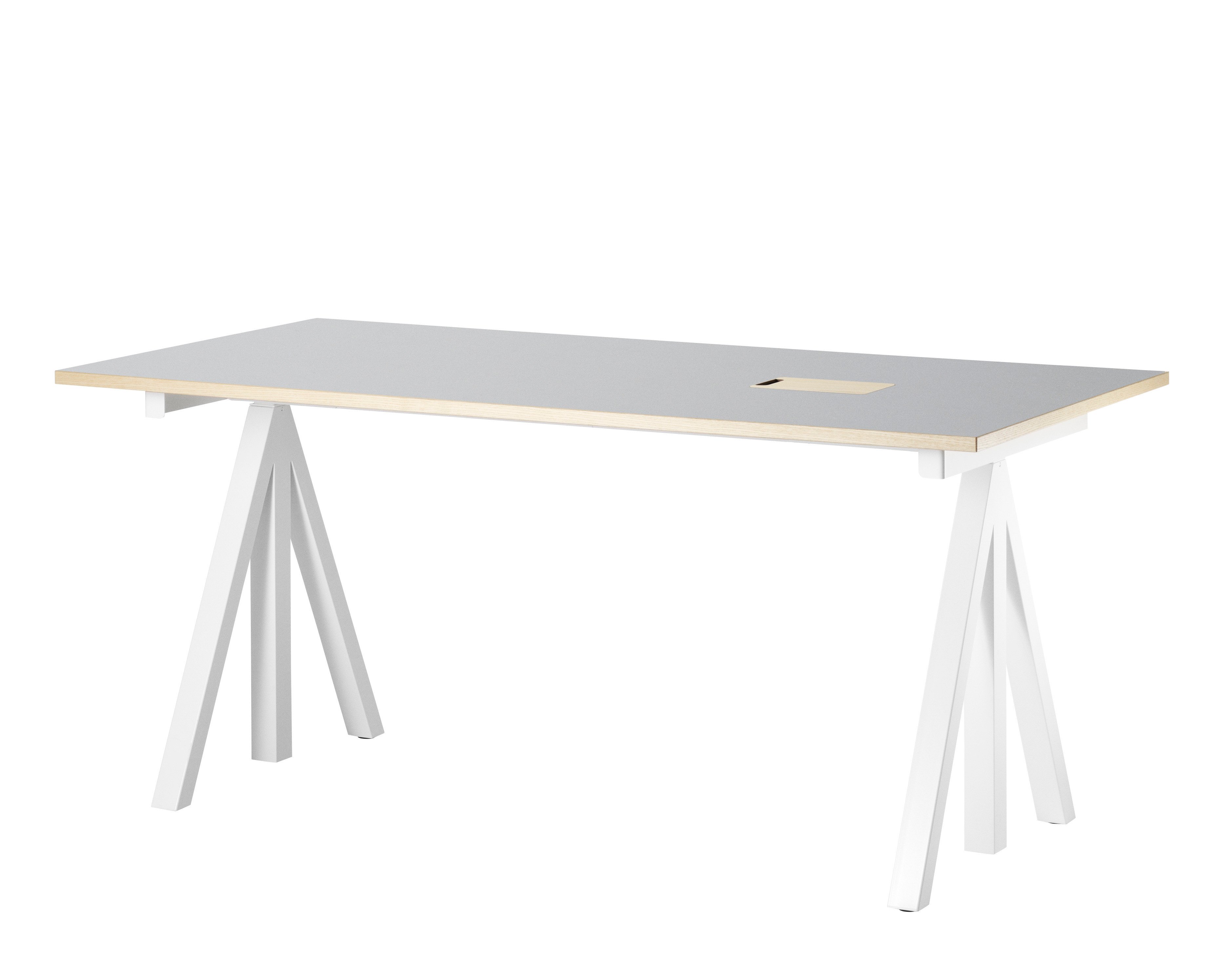 Work desks 160x78 White/Light grey linoleum with edging in ash