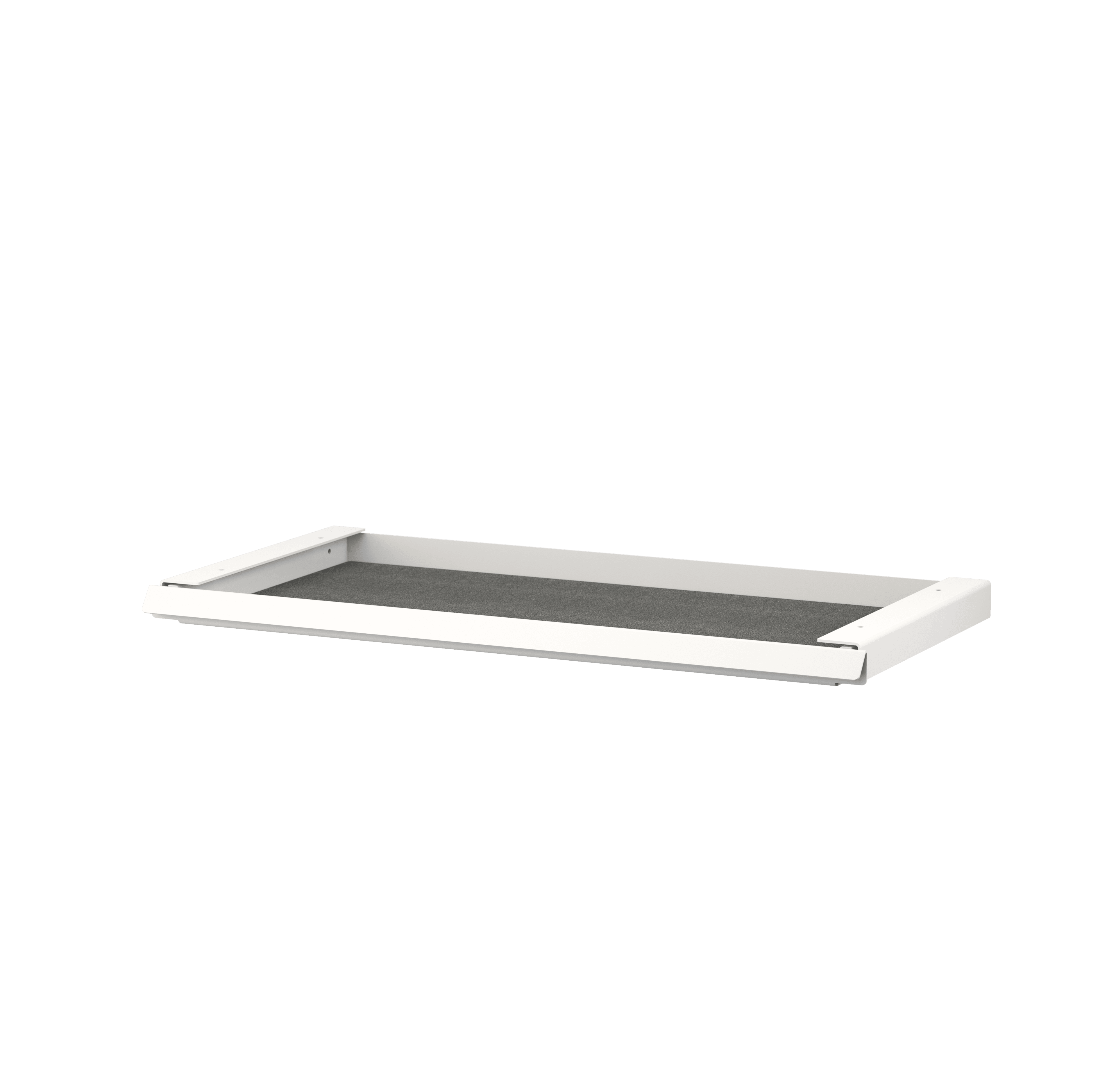 The Desk Drawer from the String® System is a discreet and functional solution that frees up workspace. The drawer slides smoothly thanks to the drawer slides. It fits both the desks from Works and the Work Desk from the String® System. Inside the drawer, there is a protective felt sheet, and the inner dimensions are w56 x d28 x h2.6 cm.