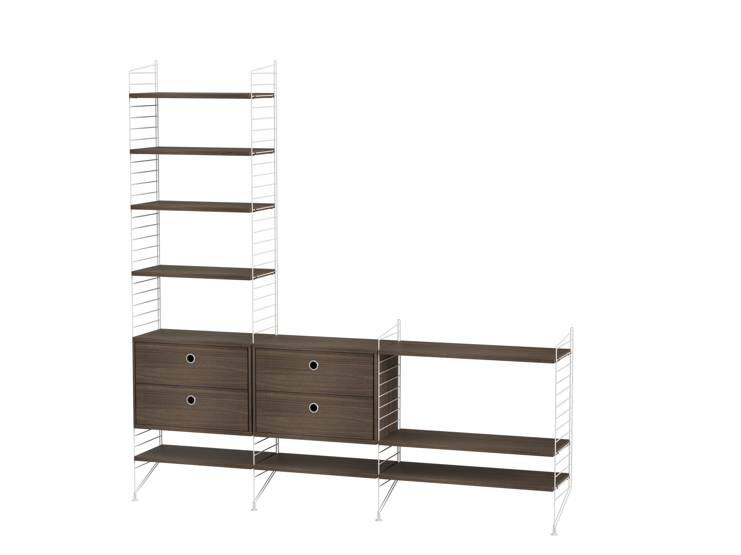 This two-section wall-hung combination with metal shelves is perfect for storage of kitchen utensils. It is a great combination to start with and as time goes by and your collection of kitchen gadgets grow you can add accessories for increased storage possibilities.