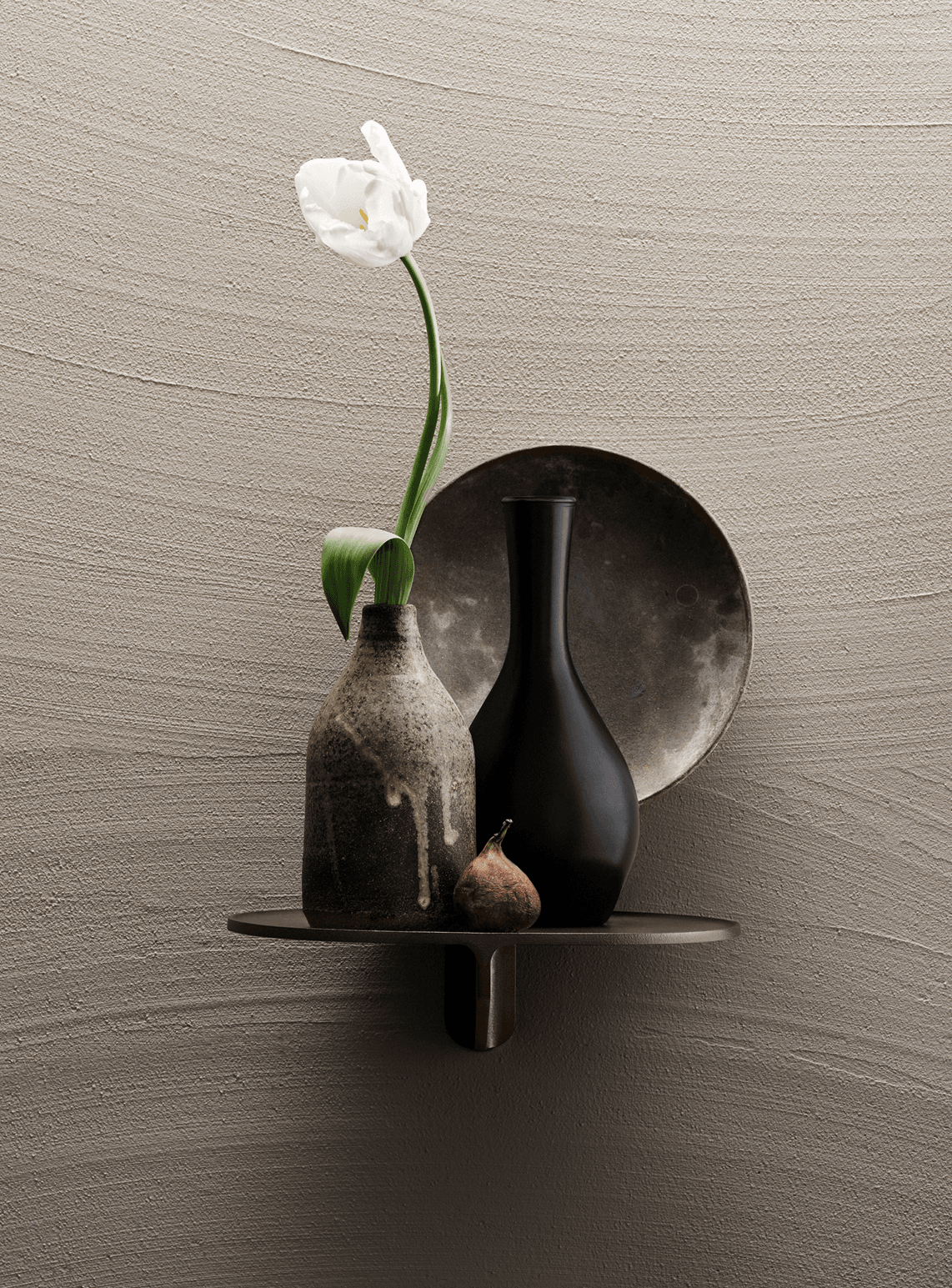 Museum NM&.045 is a console shelf in aluminum. It was originally designed for the Swedish Nationalmuseum where it holds works of art in the museum’s café and restaurant for the visitors to view. The shelf fits just as well as a bedside table or as an extra table in your hallway where you can either place keys and such or a beautiful vase. The shelf has the following dimensions: w28 x d24 x h8 cm.
