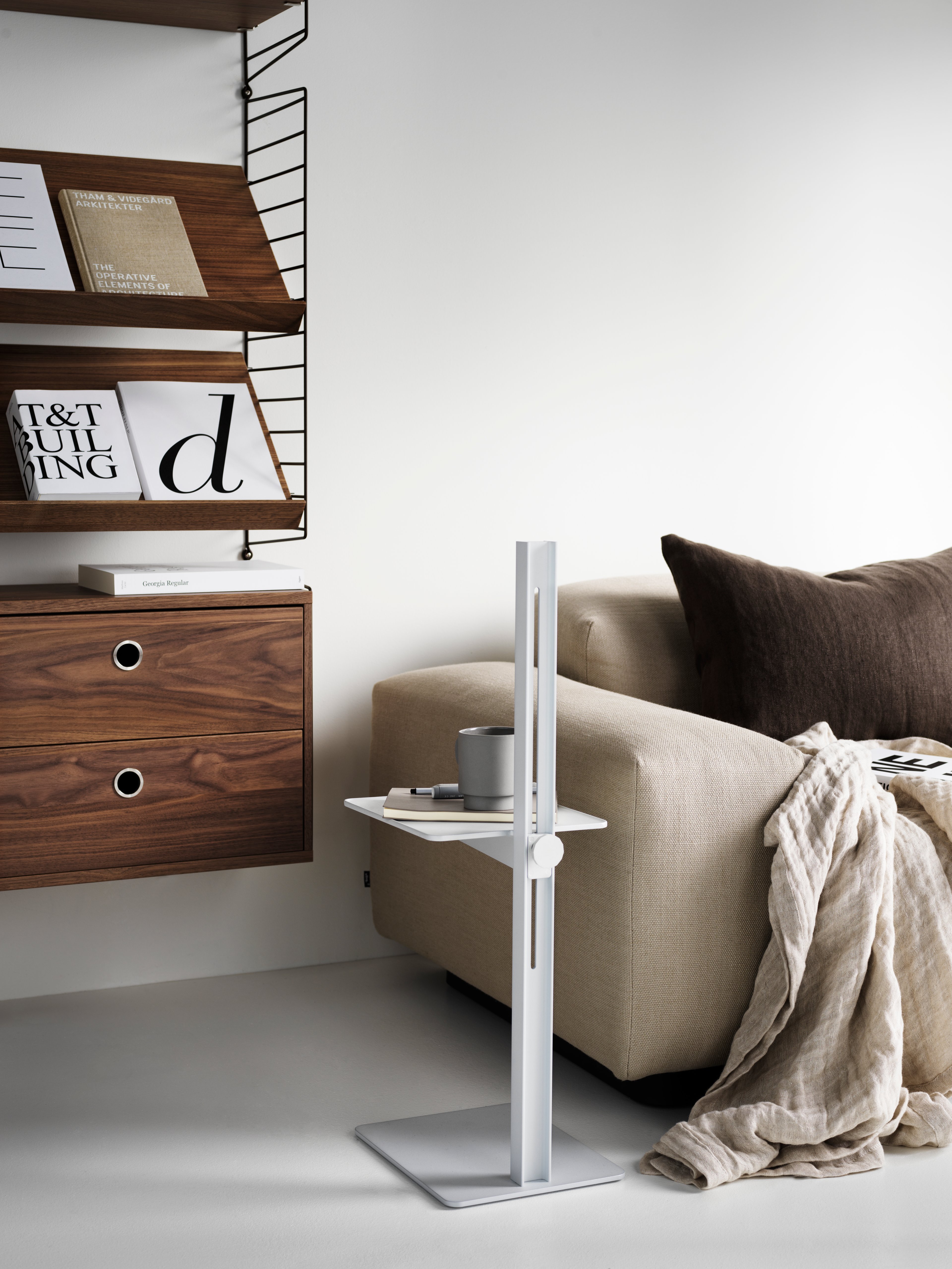 The wall panels are available in two heights, 50 and 75 cm, along with two depths, 20 and 30 cm. The panels are the base when building your string shelf. When the panels are decided you can start adding products from String® System. Choose among different shelves and cabinets. The wall panels are mounted onto a wall and do not touch either the floor or ceiling, which makes the whole shelf easy to adapt to any room. Make your shelf even more functional and unique by adding organizers or hooks, which all are placed on the panel’s threads. The panels come in two different packaging’s, either with one wall panel or two wall panels.
