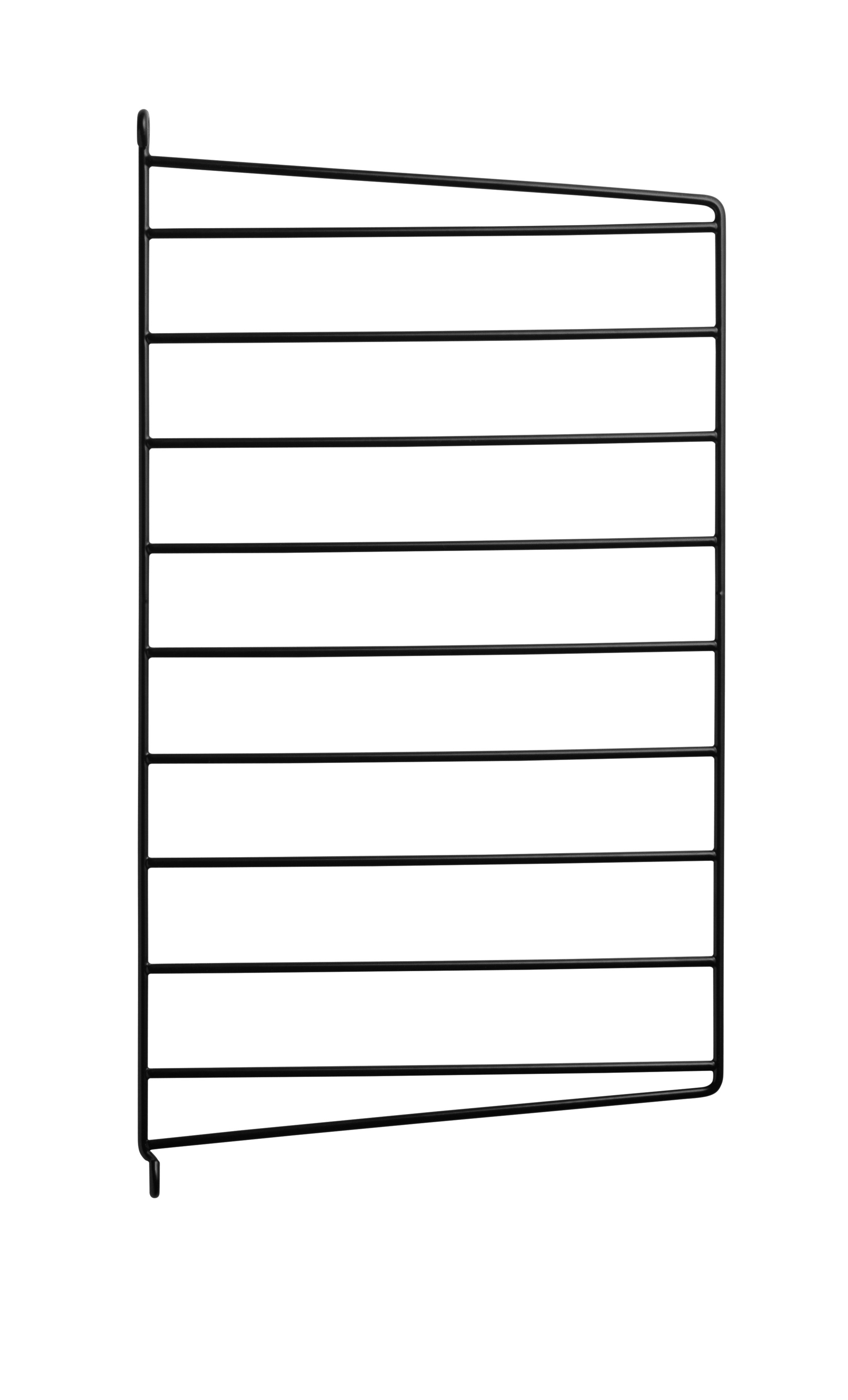 Die Wandleitern sind in den Höhen 50 cm und 75 cm und den Tiefen 20 cm und 30 cm erhältlich. Die Regalleitern sind die Basis für den Aufbau Ihres String Regals. Wenn die Entscheidung zu den Regalleitern gefallen ist, fügen Sie einfach Produkte von String® System hinzu. Sie können zwischen vielen verschiedenen Regalböden und Schrankelementen wählen. Die Wandleitern werden an einer Wand montiert und berühren weder den Boden noch die Decke. So lässt sich das Regalsystem harmonisch in jeden Raum integrieren. Machen Sie Ihr Regal mit Aufbewahrungsboxen oder Haken, die Sie an den Streben der Regalleiter befestigen können, noch funktionaler und individueller. Die Regalleitern sind in zwei verschiedenen Verpackungen erhältlich, entweder mit einer Wandleiter oder mit zwei Wandleitern.
