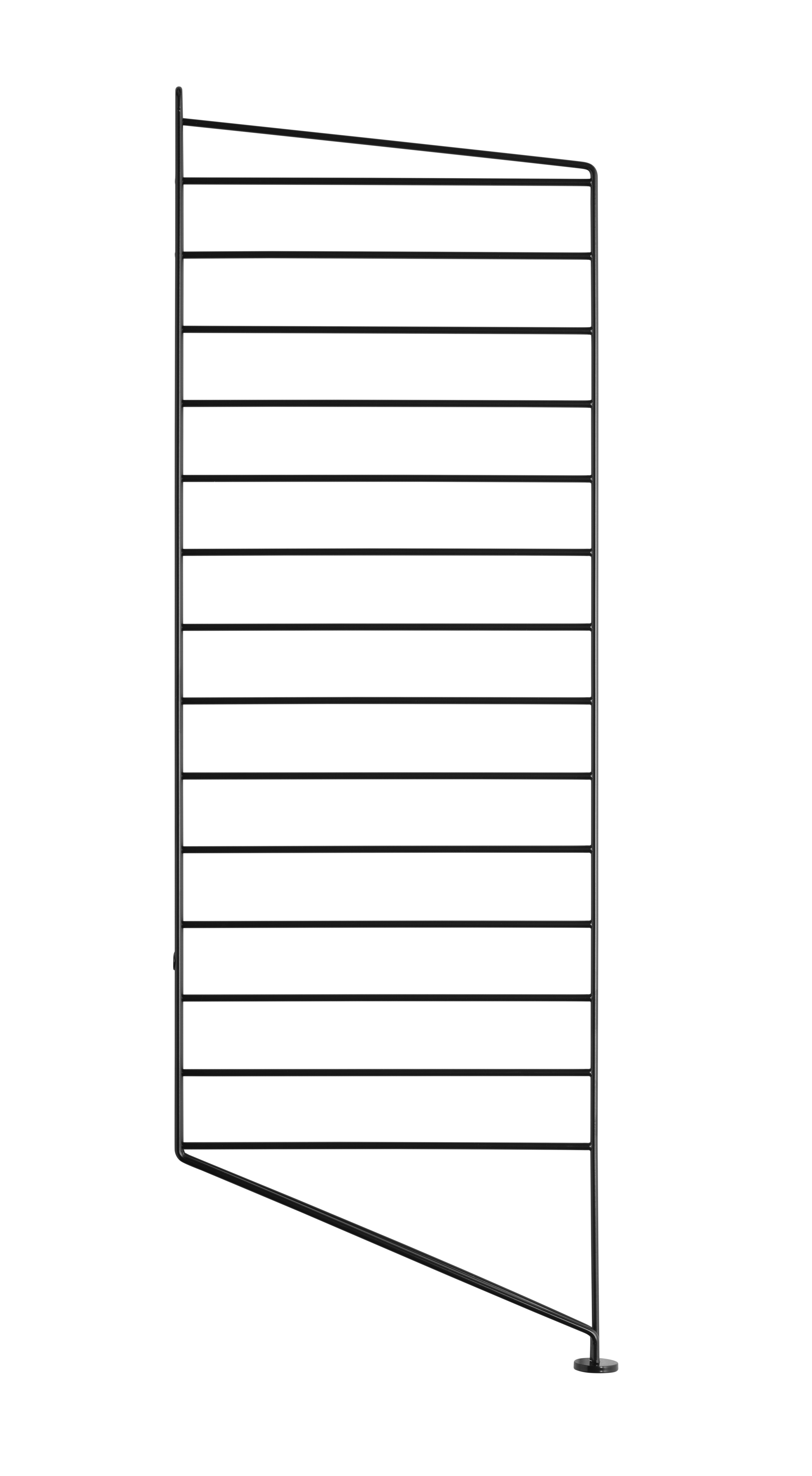 Die Bodenleitern sind in den Höhen 85 cm, 115 cm und 200 cm und der Tiefe 30 cm erhältlich. Die Regalleitern sind die Basis für den Aufbau Ihres String Regals. Wenn die Entscheidung zu den Regalleitern gefallen ist, fügen Sie einfach Produkte von String® System hinzu, die eine Tiefe von 30 cm haben. Zur Auswahl stehen Regalböden, Schrankelemente, Schubladenelemente, Zeitschriftenablagen und vieles mehr. Der Fuß der Bodenleiter steht auf dem Boden, sodass das Regalsystem stabil und gleichzeitig leicht und luftig wirkt. Machen Sie Ihr Regal mit Aufbewahrungsboxen, Messerhaltern oder Zeitschriftenhaltern, die Sie an den Streben der Regalleiter befestigen können, noch funktionaler und individueller. Die Regalleitern sind in zwei verschiedenen Verpackungseinheiten erhältlich, entweder mit einer Bodenleiter oder mit zwei Bodenleitern.