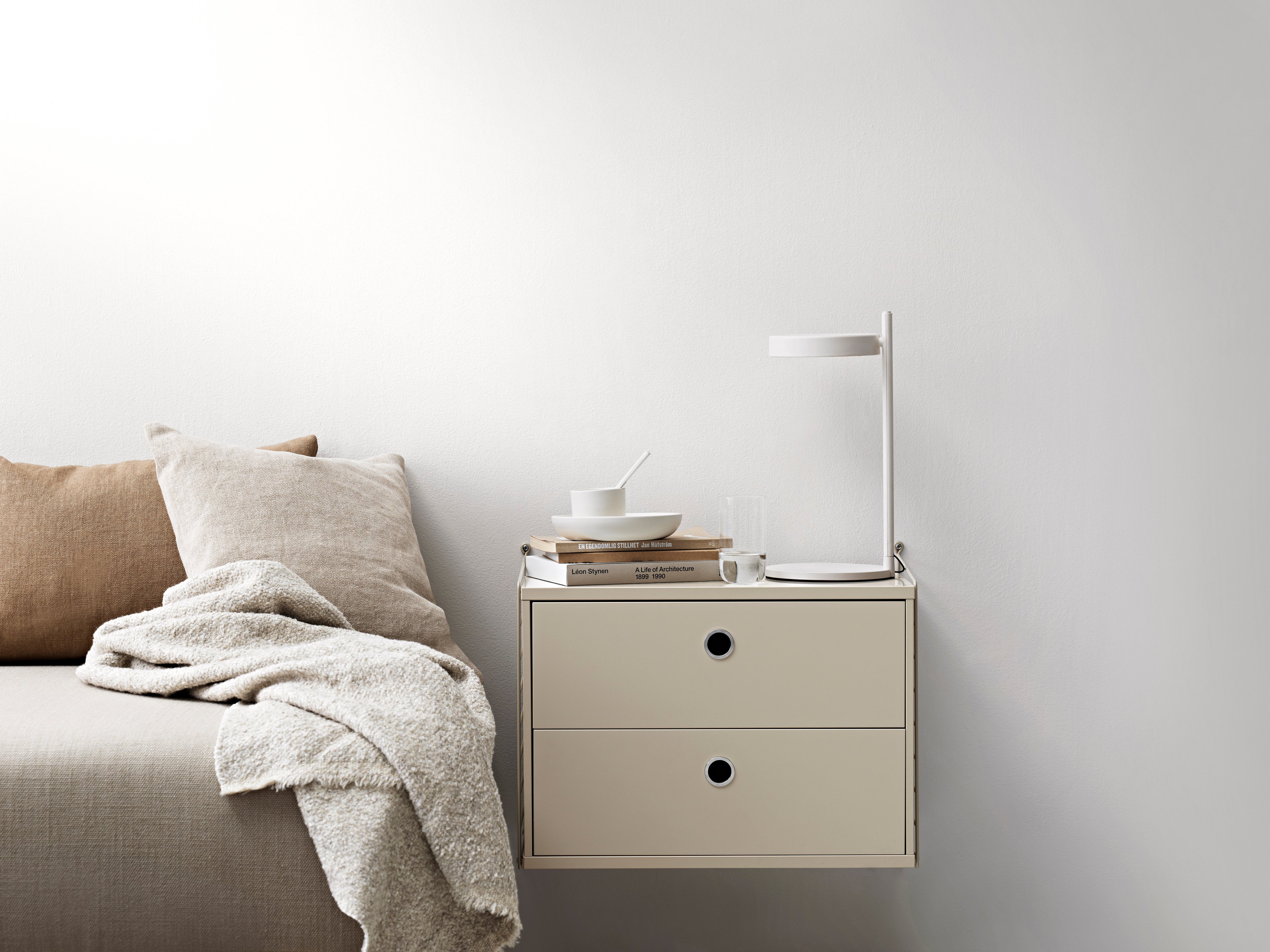 The perfect wall-hung bedside table. 50 cm high and 30 cm deep will give you plenty of storage while still looking elegant.